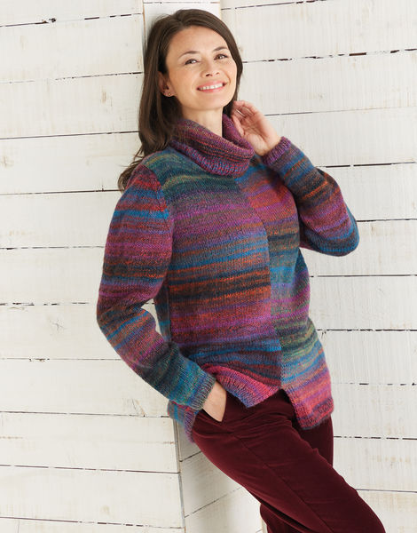 Sirdar 10030 Two-Tone Sweater in Sirdar Jewelspun Aran (#4 weight yarn) for Adults.